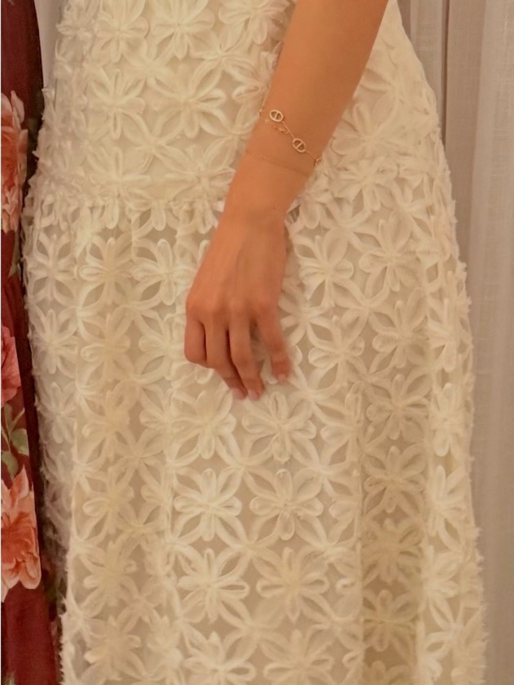 Lost + Wander Ivory Floral Lace Overlay Dress